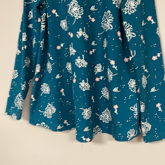 Hanna Andersson Girls Long Sleeve Tee , 10, NWOT, dark turquoise with flowers - Picture 7 of 7